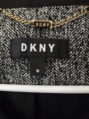Dkny Womens Peplum Zip Up Blazer Suit Jacket Biz To Casual Black White Gray Sz16